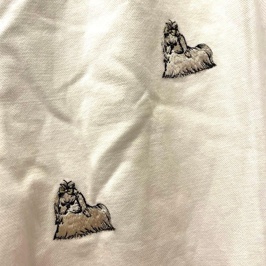 おこりんぼ刺繍 ホワイトカジュアルパンツ