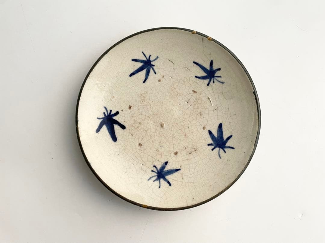 骨董　アンティーク　瀬戸　七寸皿　絵瀬戸　紅葉文様　石皿