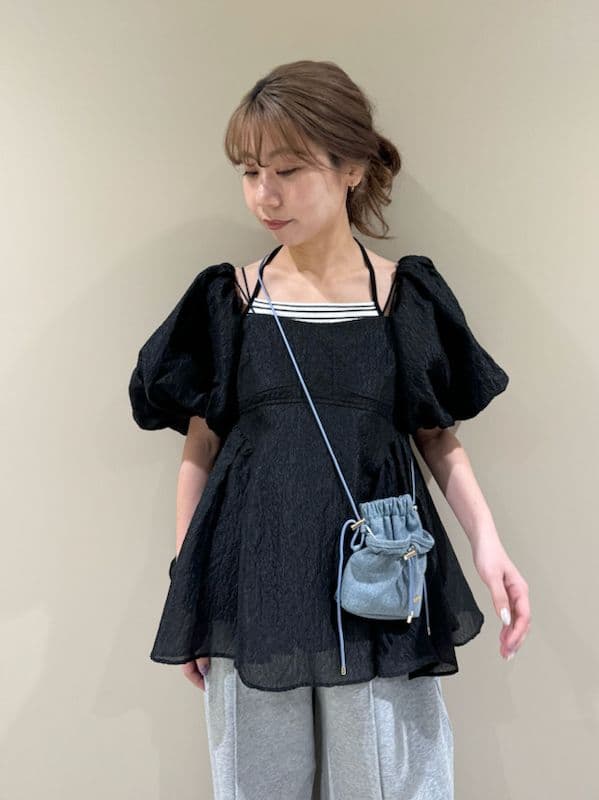 リリーブラウン☆ブラック パフスリーブ チュニック 半袖