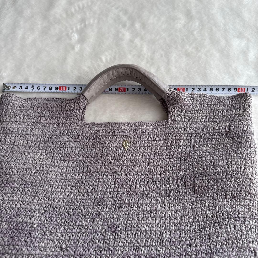 ヘレンカミンスキー ラフィア バッグ グレー パープル