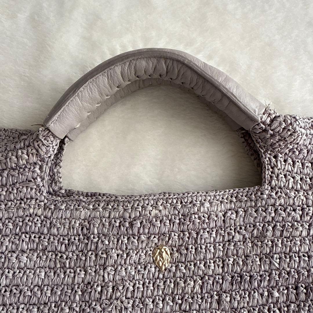 ヘレンカミンスキー ラフィア バッグ グレー パープル