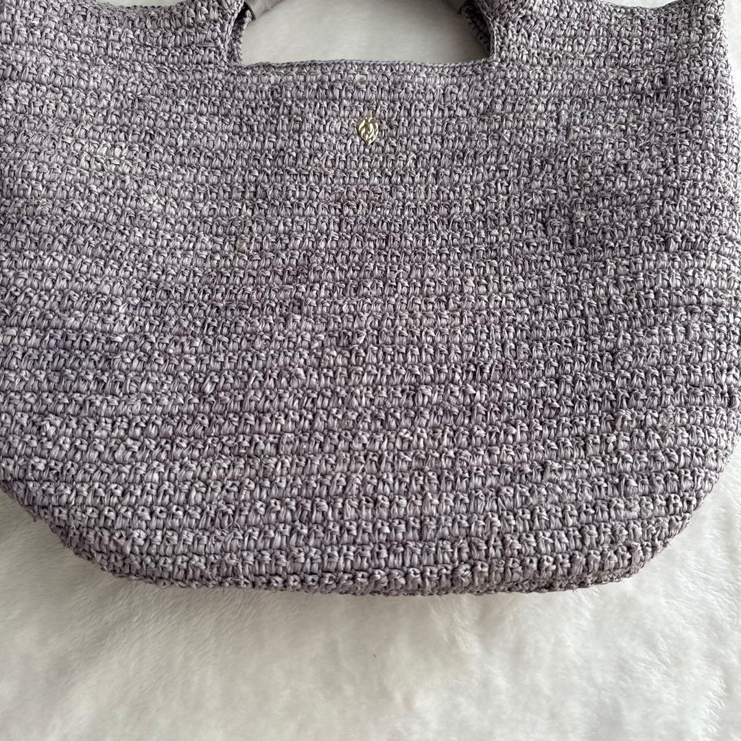 ヘレンカミンスキー ラフィア バッグ グレー パープル