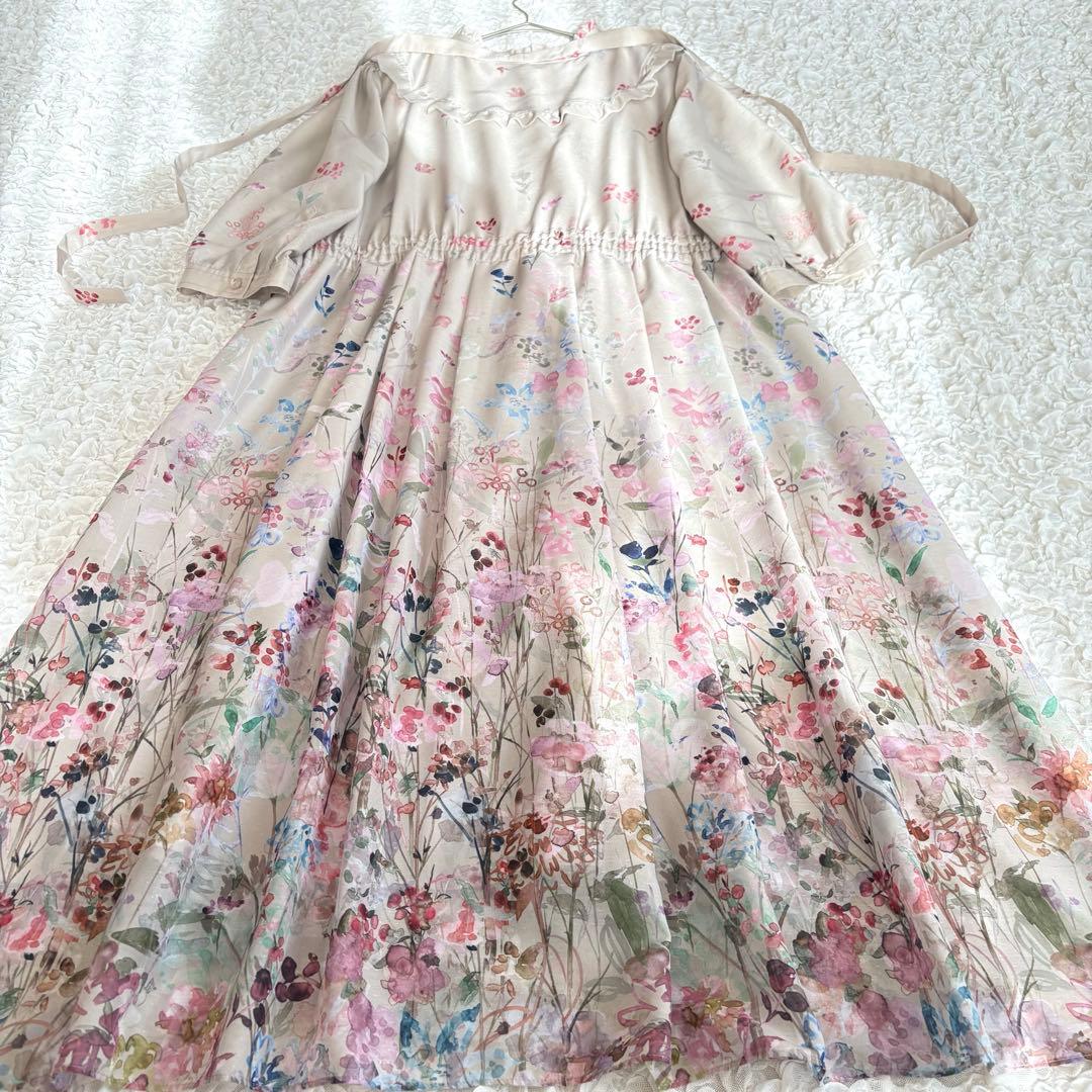 未使用級✨ローズティアラ吹き上げフラワープリントロングワンピース　3XL