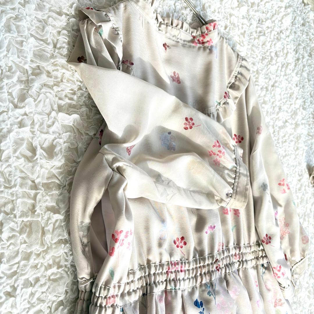 未使用級✨ローズティアラ吹き上げフラワープリントロングワンピース　3XL