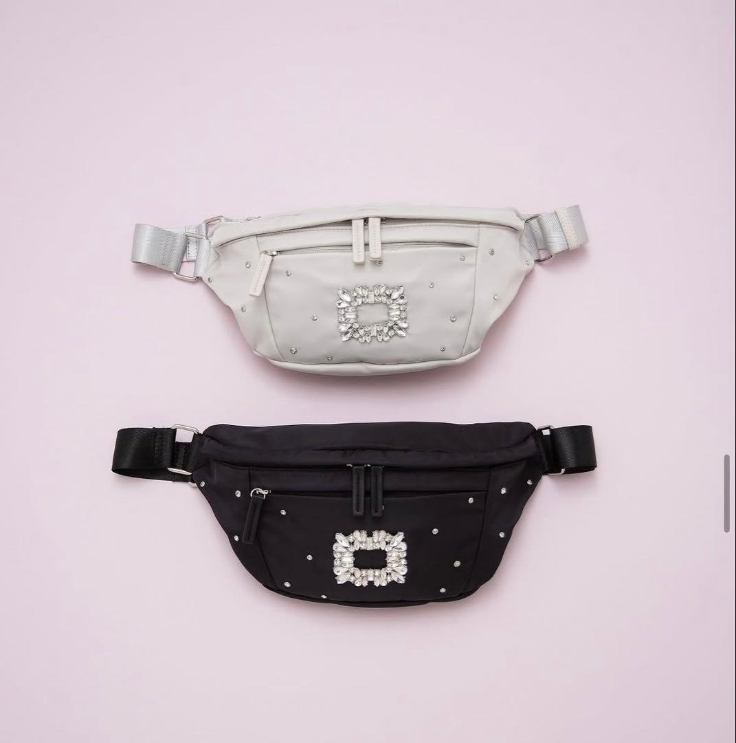 DIANA ビジューボディバッグ ライトグレー