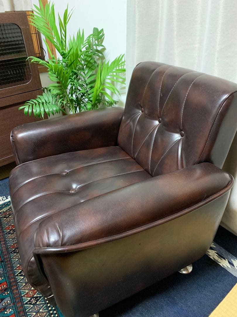 【1/15で終了】美品ふかふか座り心地アンティーク ビンテージ1人掛ソファ