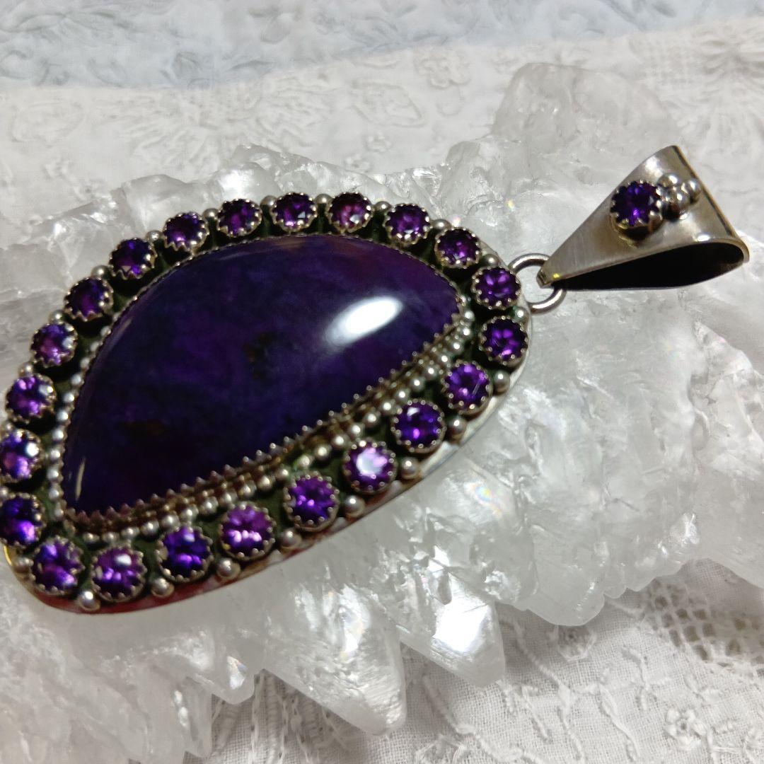 ナバホ族　L.BEGAY　スギライト＆アメジスト　ペンダントヘッド