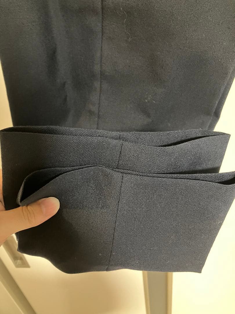 h*o様 heugn geore ネイビー プリーツ入り スラックス