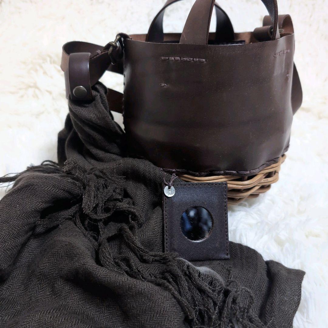 エバゴス ミニどんぐり オイルショルダー カゴ レザー ブラウン