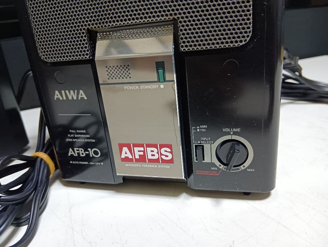 1980's　AIWA アイワ AFB-10 ペア スピーカー アンプ内蔵