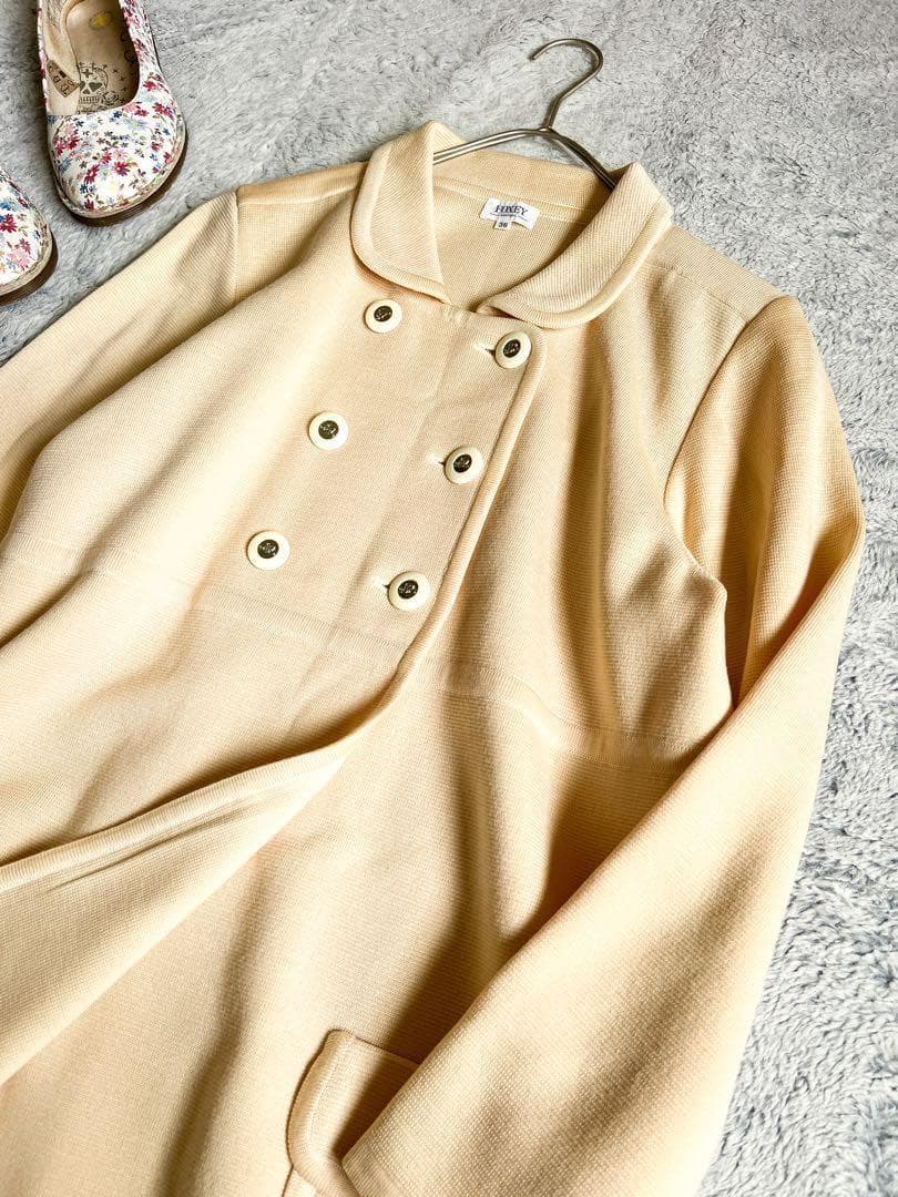 【FOXEY】フォクシー ウール100% ロングコート 金釦 アイボリー 38