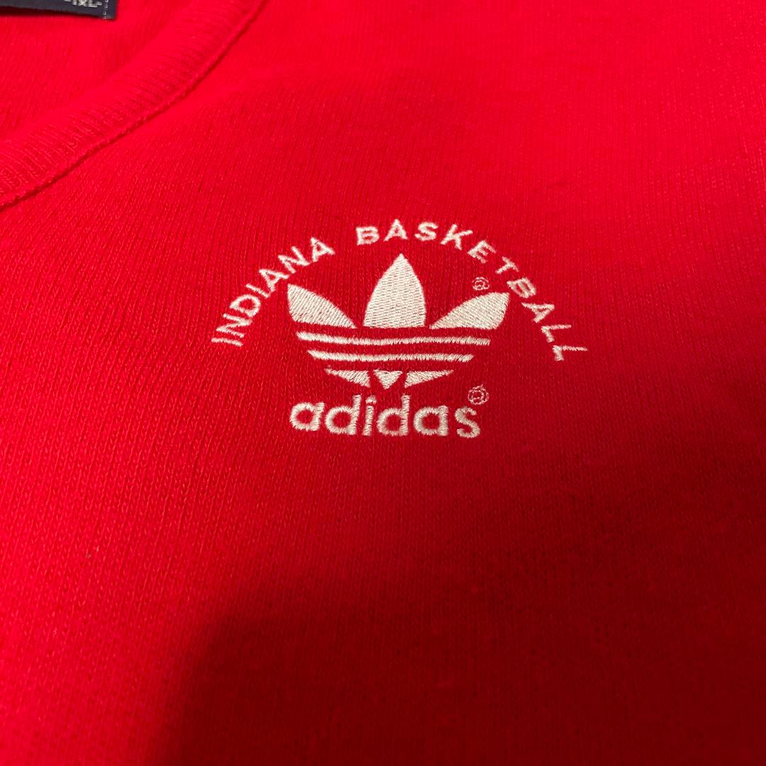 【希少】70s adidas トレフォイルロゴ　Ｖネックニット　赤　USA製