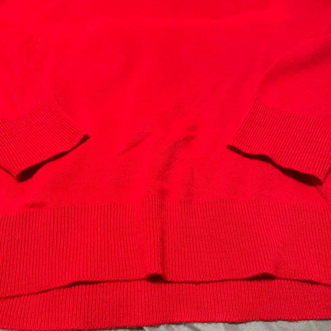 【希少】70s adidas トレフォイルロゴ　Ｖネックニット　赤　USA製