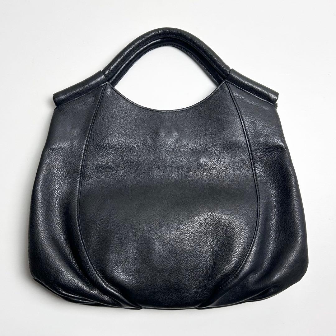 【美品】ビースタッフ/日本製レザーハンドバッグ/トートバッグ/3室構造/ブラック