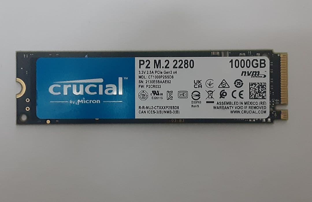 内蔵型SSD Crucial P2 M.2 2280 1000GB SSD