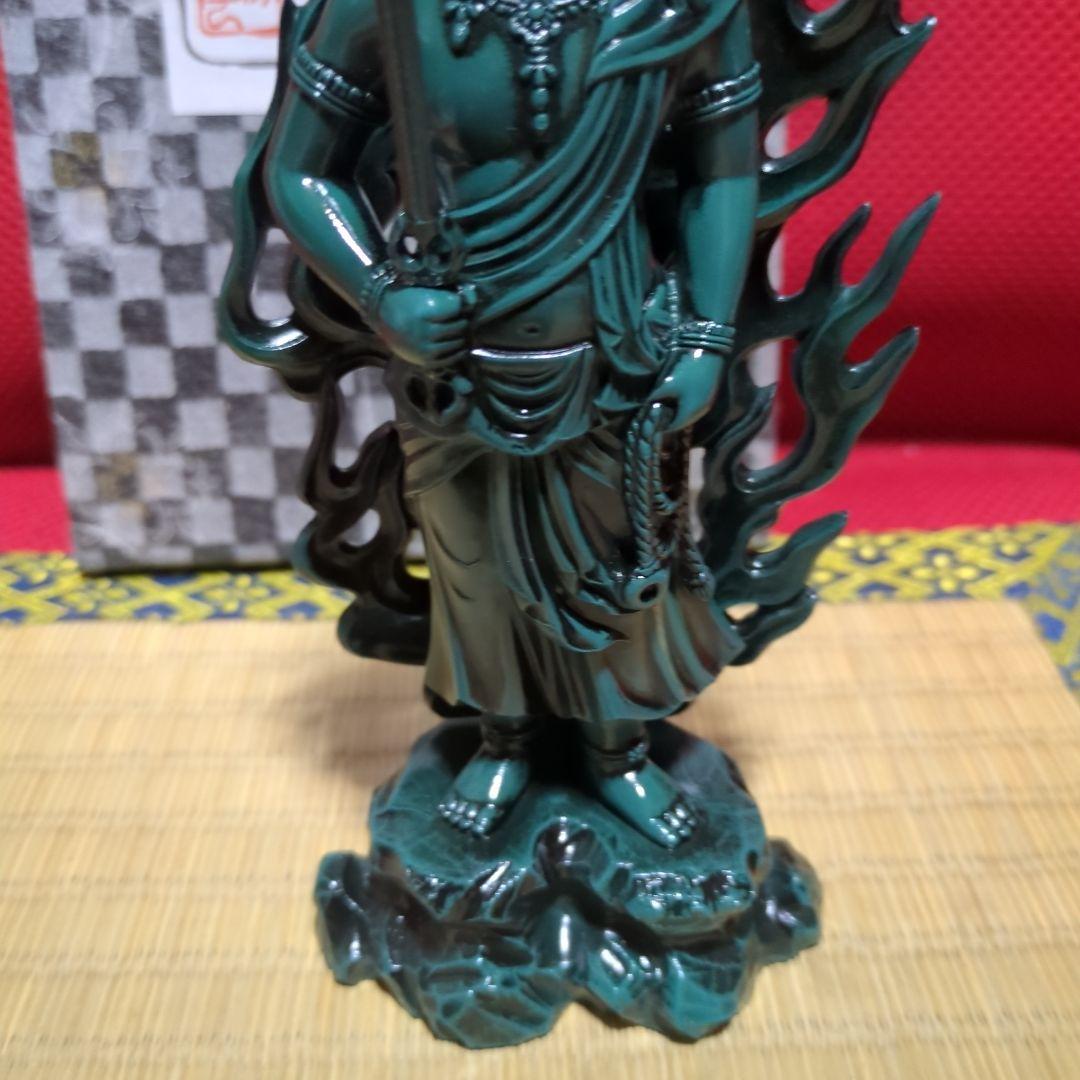 不動明王ダイキャスト青銅色の仏像 牧田秀雲作