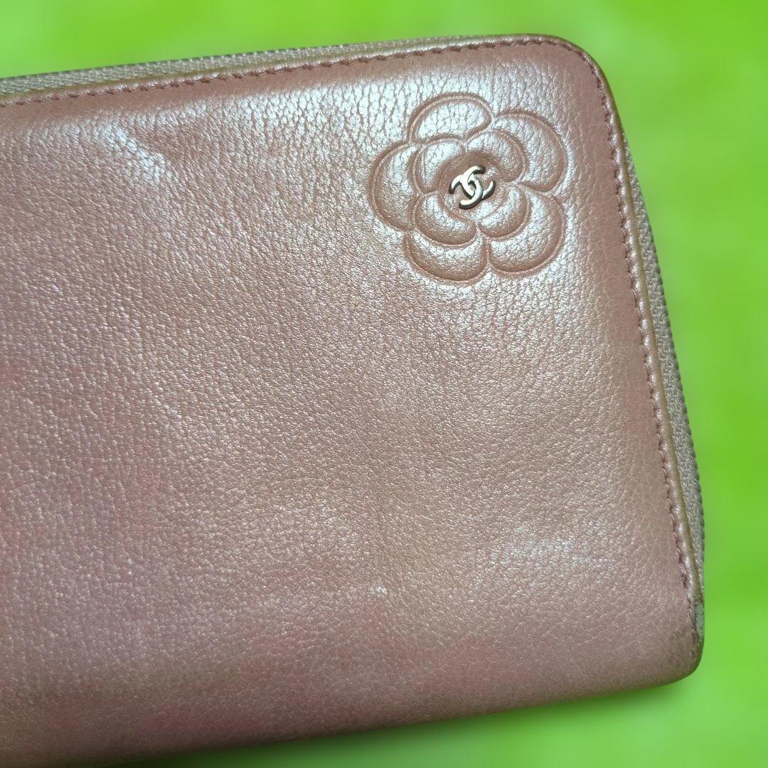 シャネル カメリア&ココマ―ク ラウンドファスナー長財布