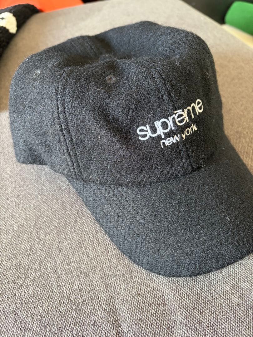 【ヨシ子】supreme 黒 キャップ ハリスツイード
