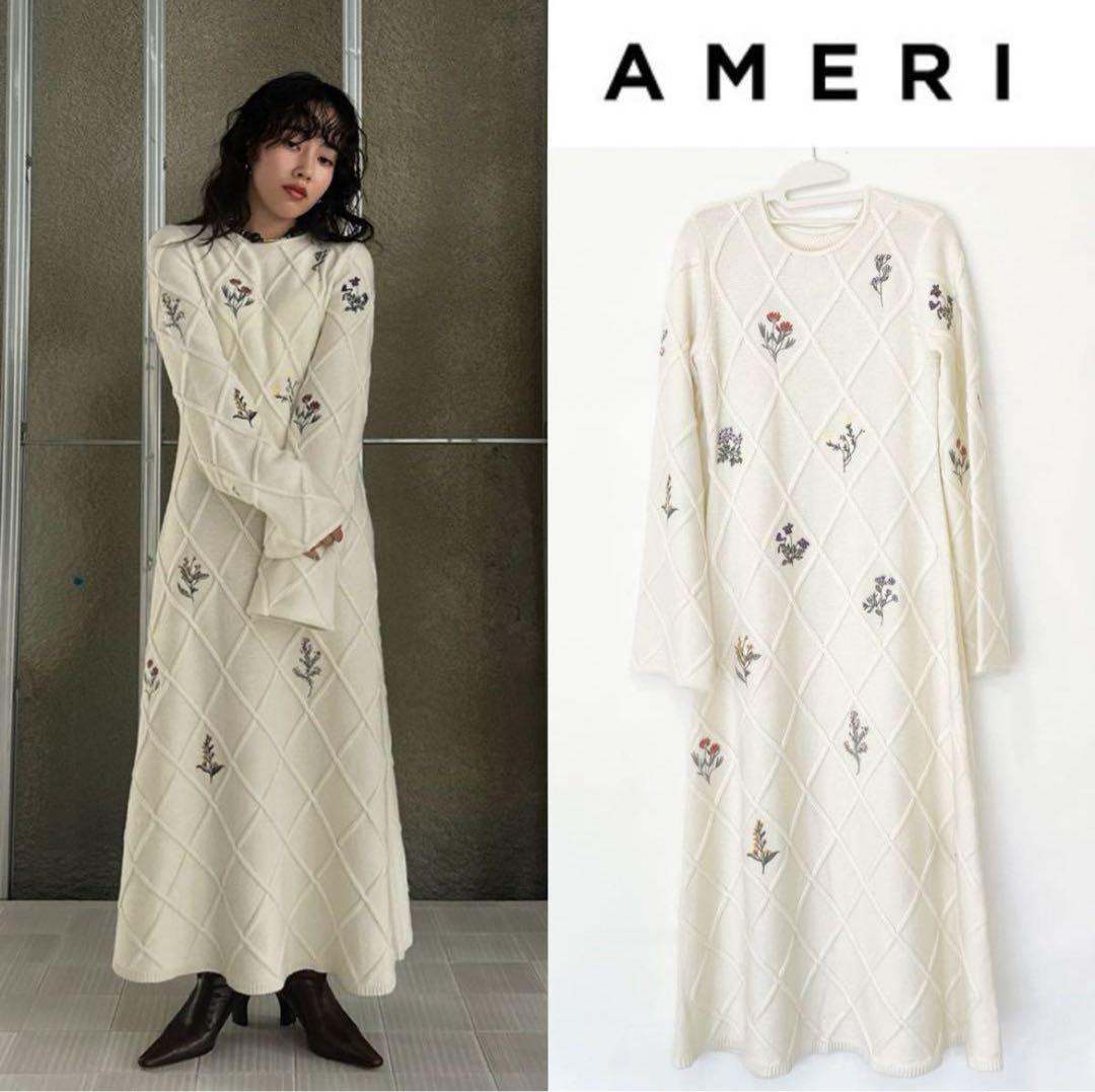 AMERI アイボリーニット ロングワンピース