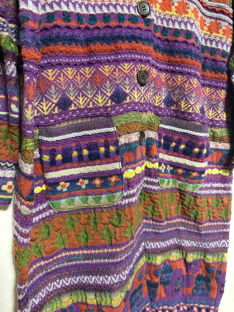 M&KYOKO ニットロングカーデイガン ジャカード柄