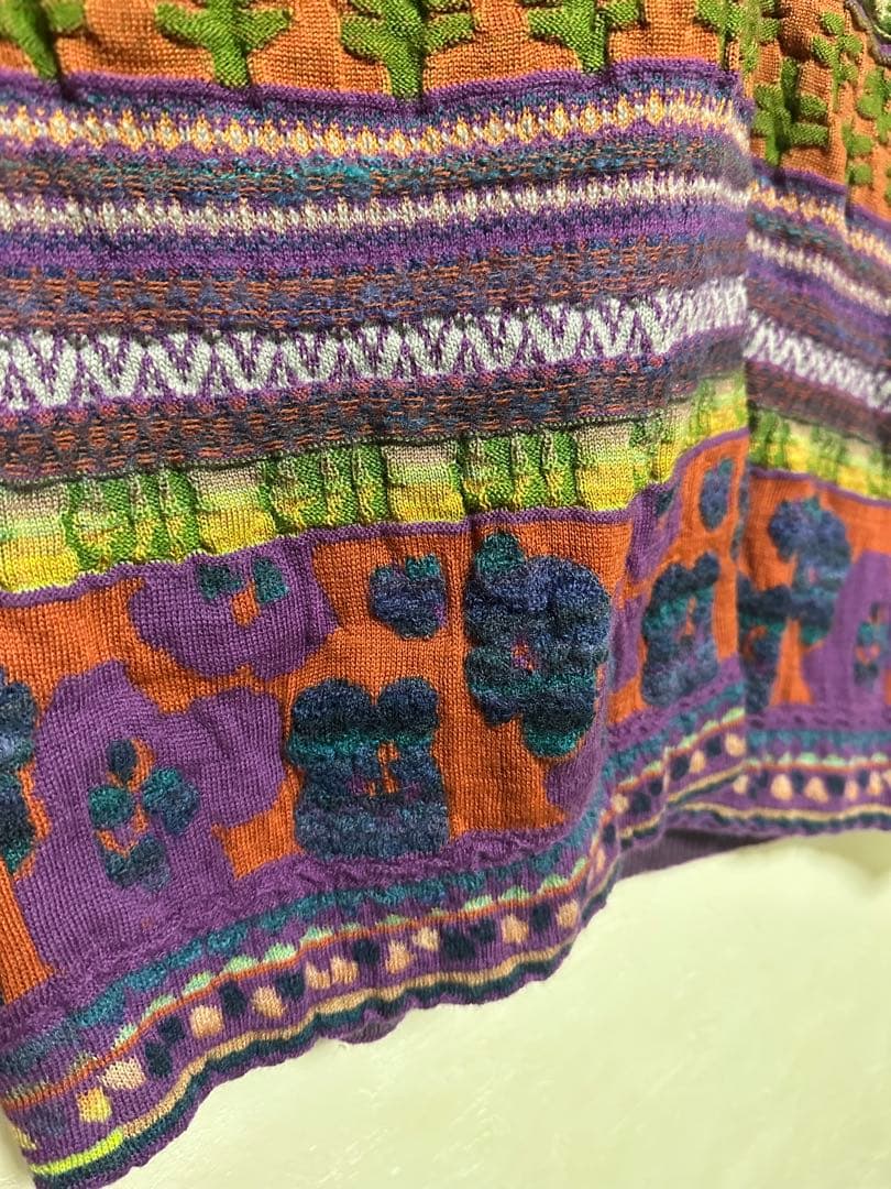 M&KYOKO ニットロングカーデイガン ジャカード柄