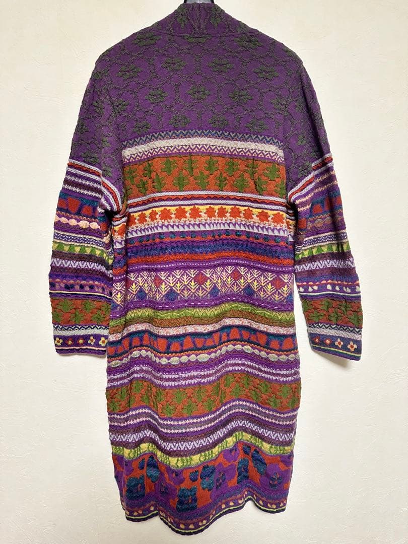 M&KYOKO ニットロングカーデイガン ジャカード柄