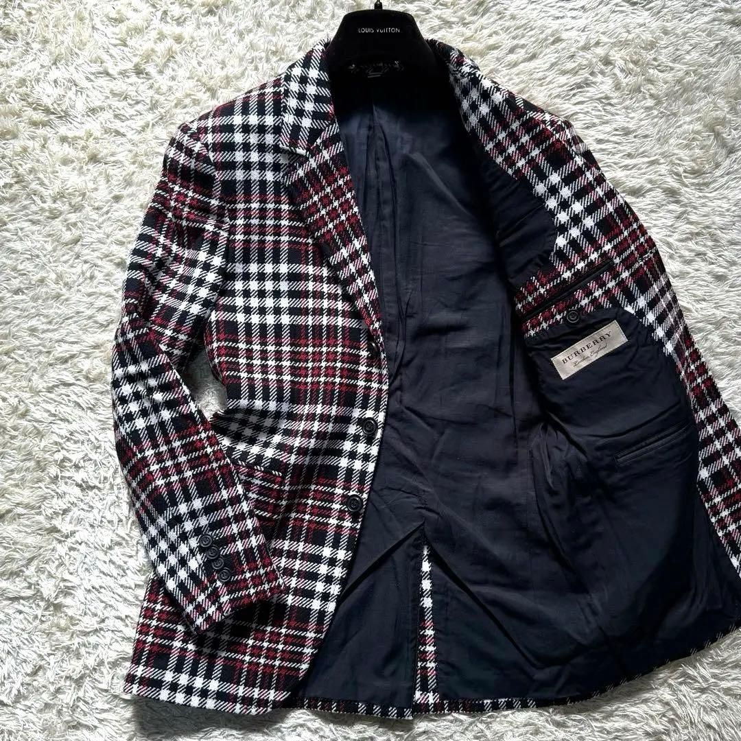 極美品●バーバリーロンドン テーラードジャケット ツイード 千鳥柄 46 M