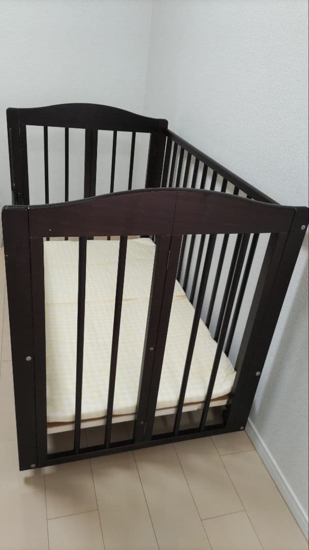 【Hideki Masuda】石崎家具 ベビーベッド 折りたたみ ブラウン