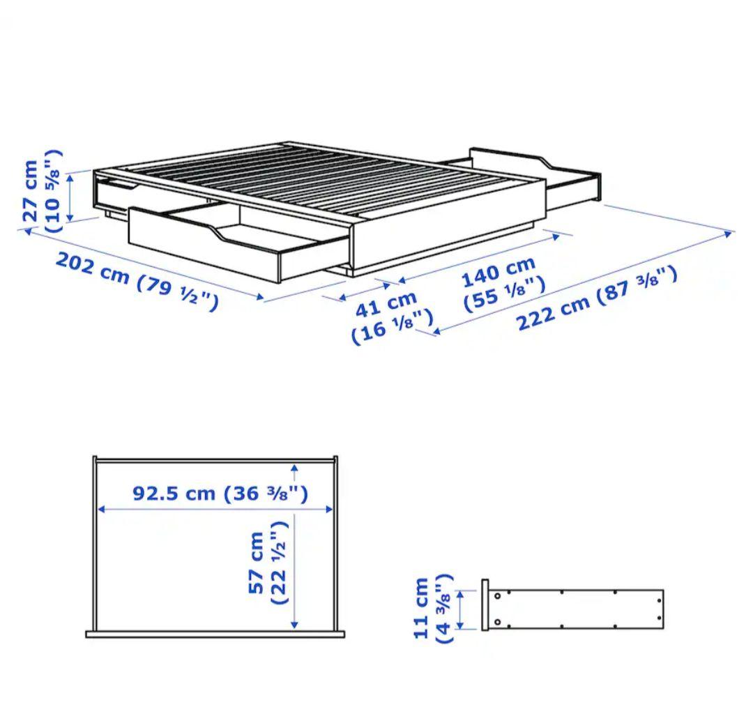 【IKEA】MANDAL マンダール ベッドフレーム ダブル 引き出し付き