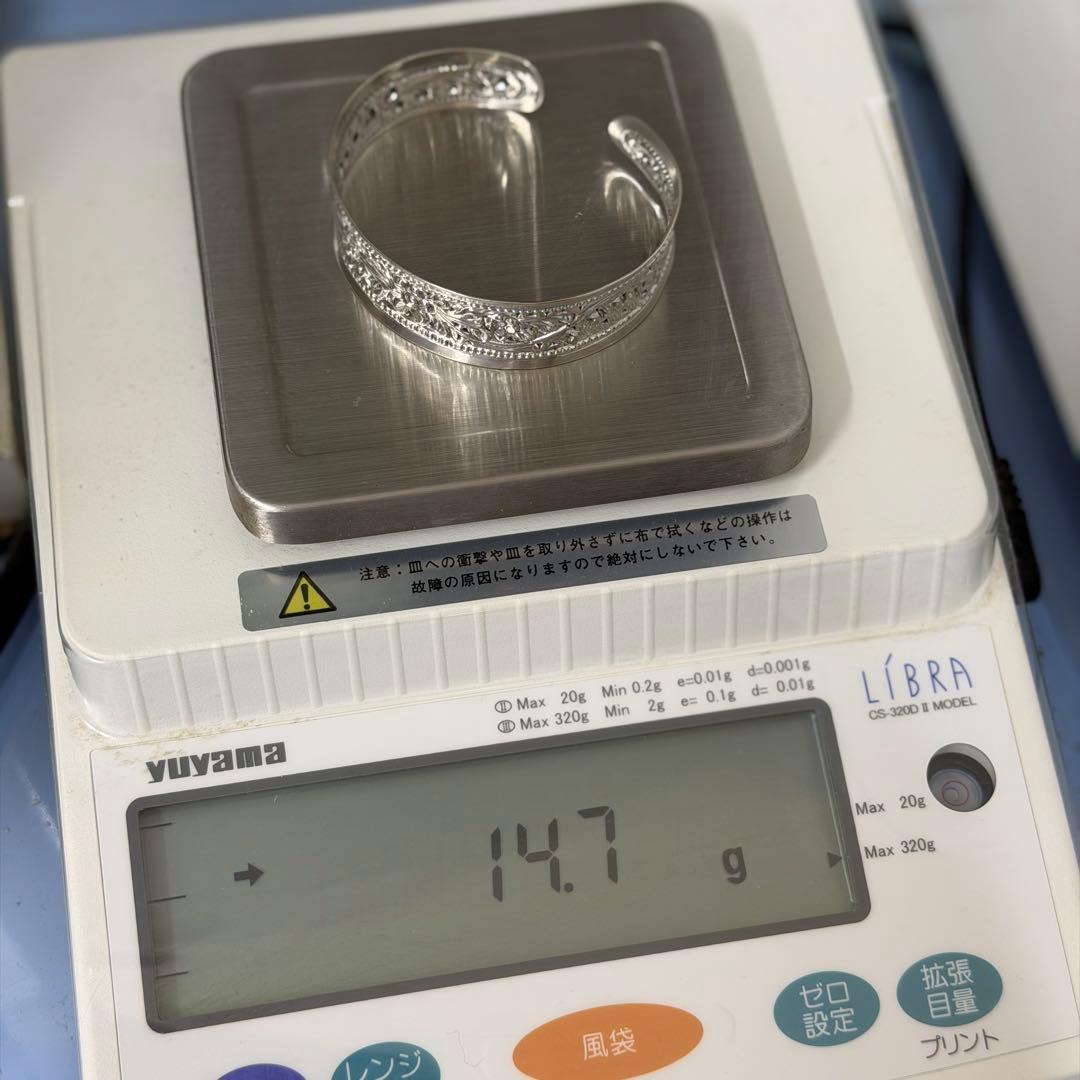 【ガトーショコラ】シルバー925 花柄カフバングル