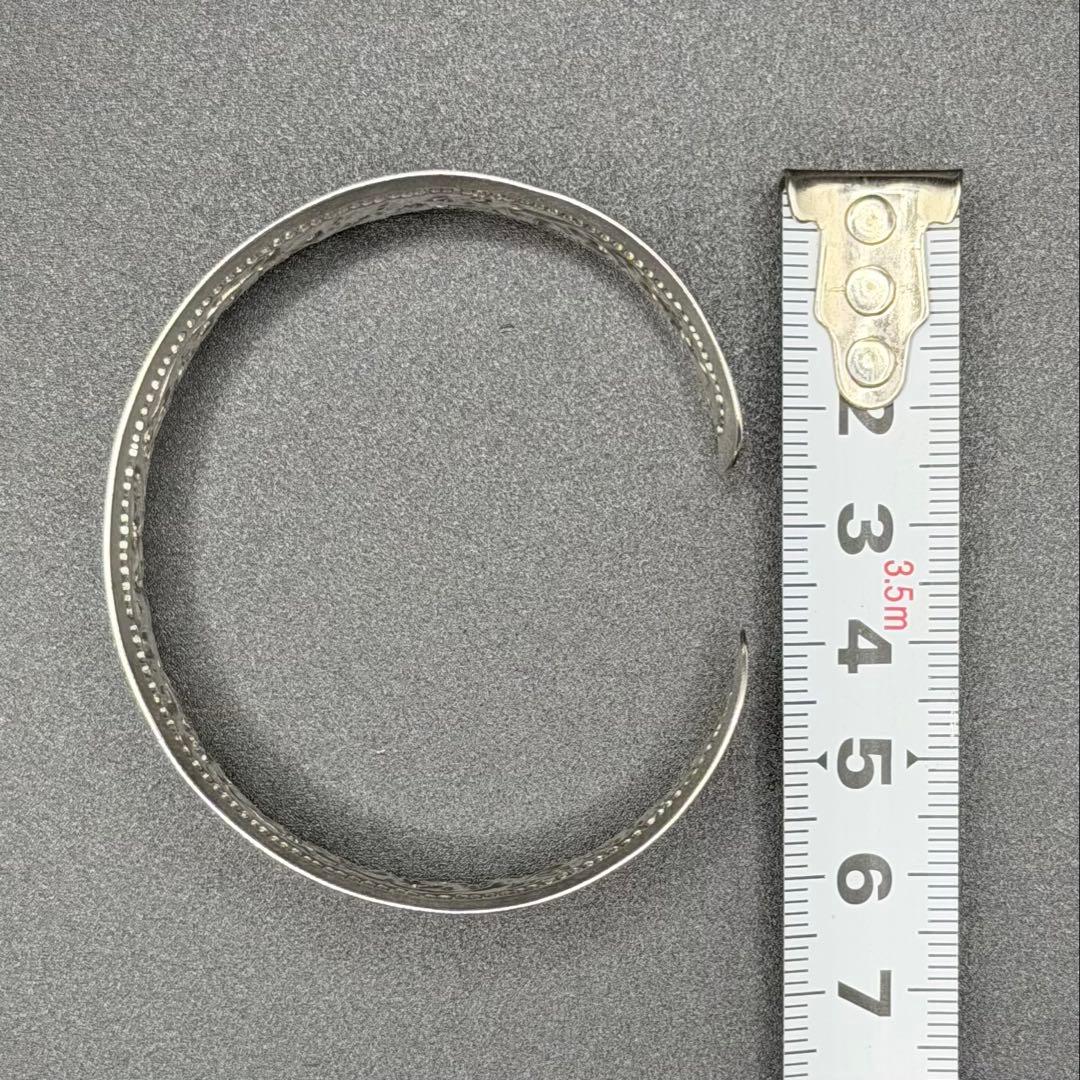 【ガトーショコラ】シルバー925 花柄カフバングル