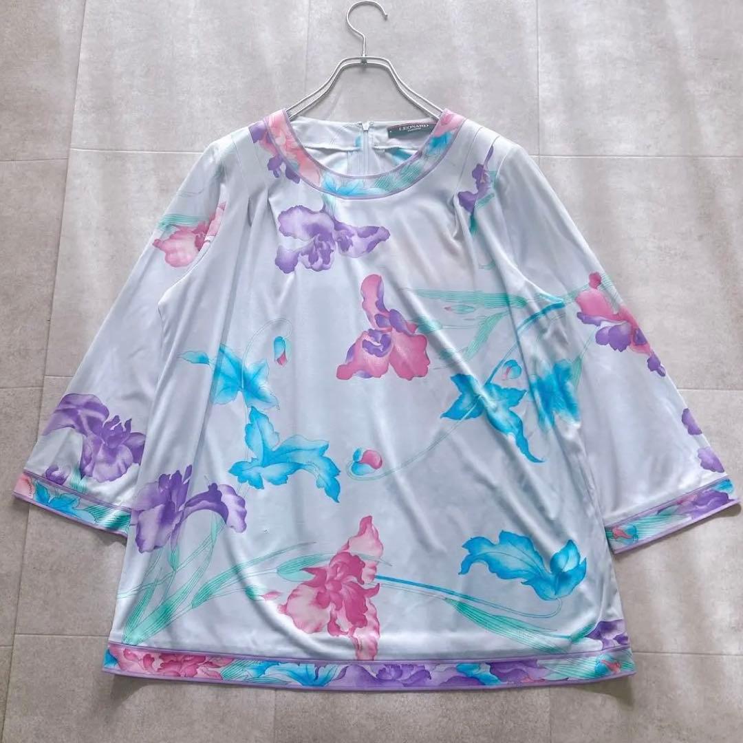 近年 LEONARD レオナール チュニック カットソー　トリム カンカン 44