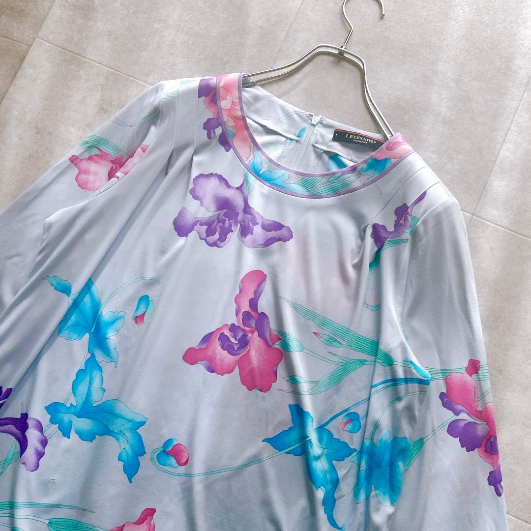 近年 LEONARD レオナール チュニック カットソー　トリム カンカン 44