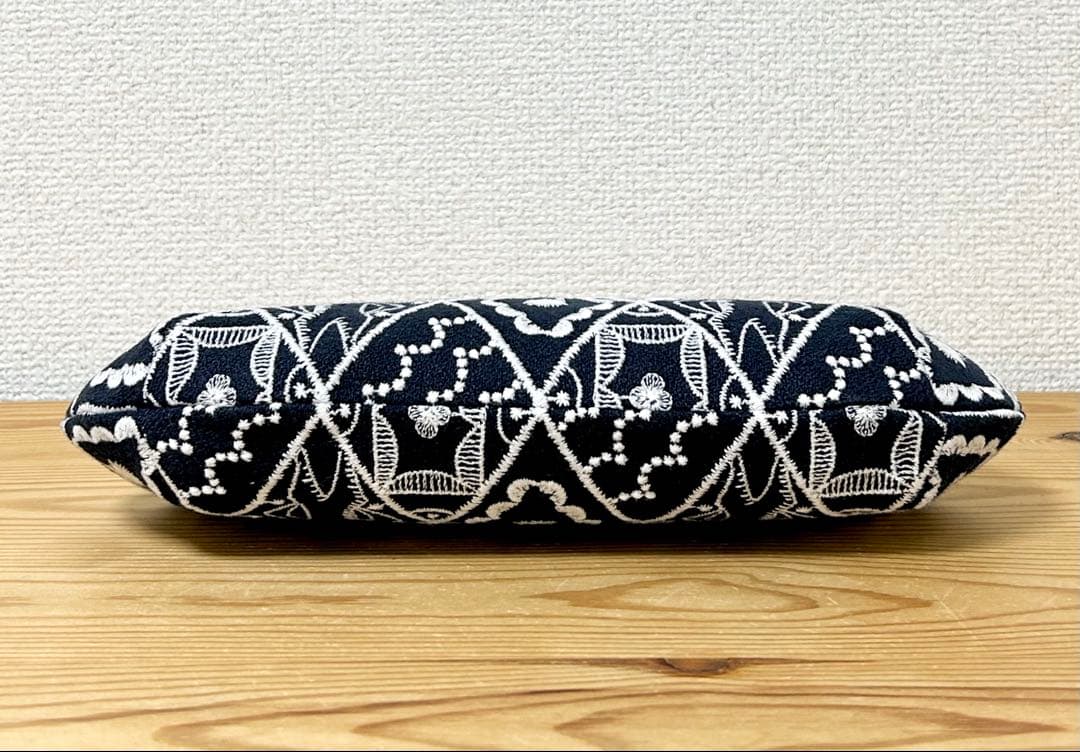 ハンドメイド がま口バッグ ポーチ symphony ネイビー ミナペルホネ