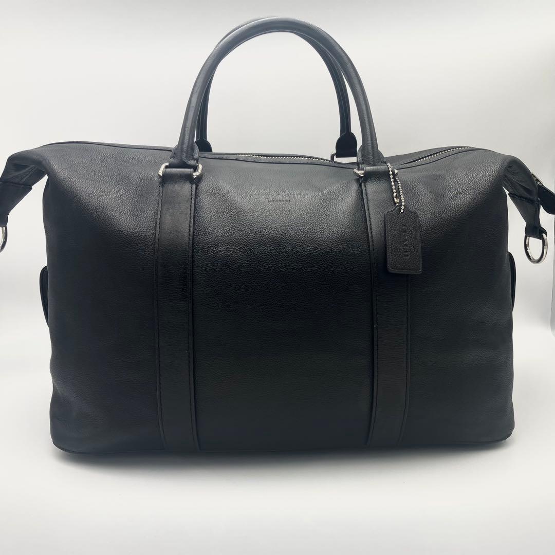 コーチ ボストンバッグ 2way レザー 大容量 旅行 トラベル ブラック