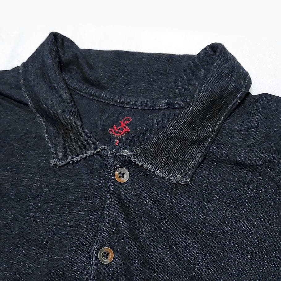 45R✨45rpm 度詰天竺の908 インディゴ 藍染 R刺繍 ポロシャツ
