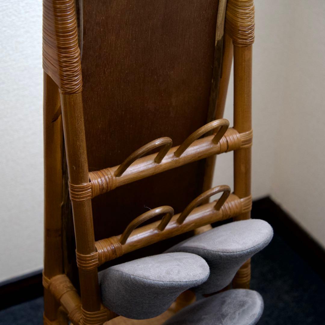 籐 ラタンフレーム 回転式 スタンドミラー 姿見鏡 全身鏡 回転鏡 回転ミラー