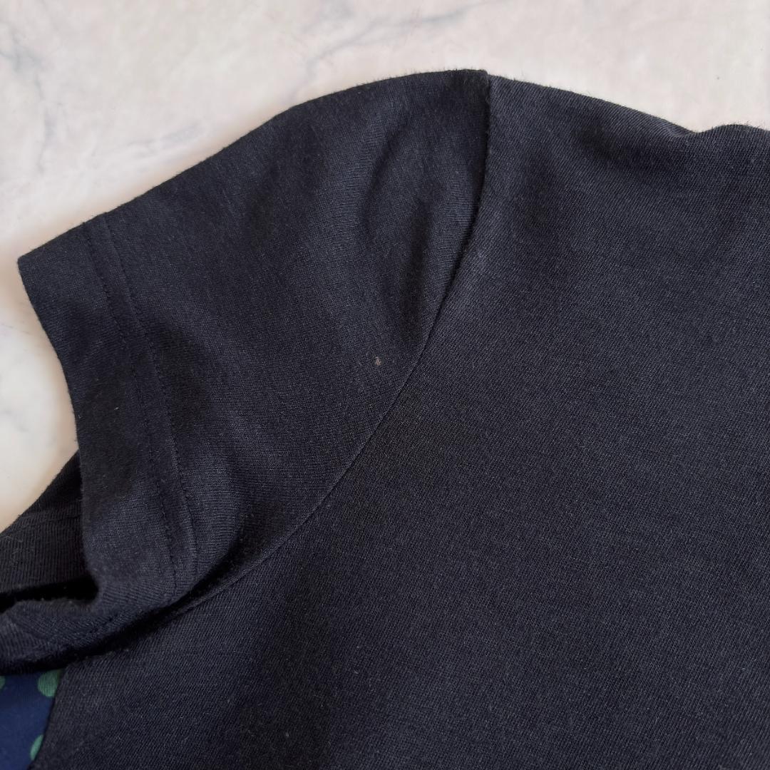 サカイ リネン 切替 半袖カットソー ネイビー サイズ3 ub9