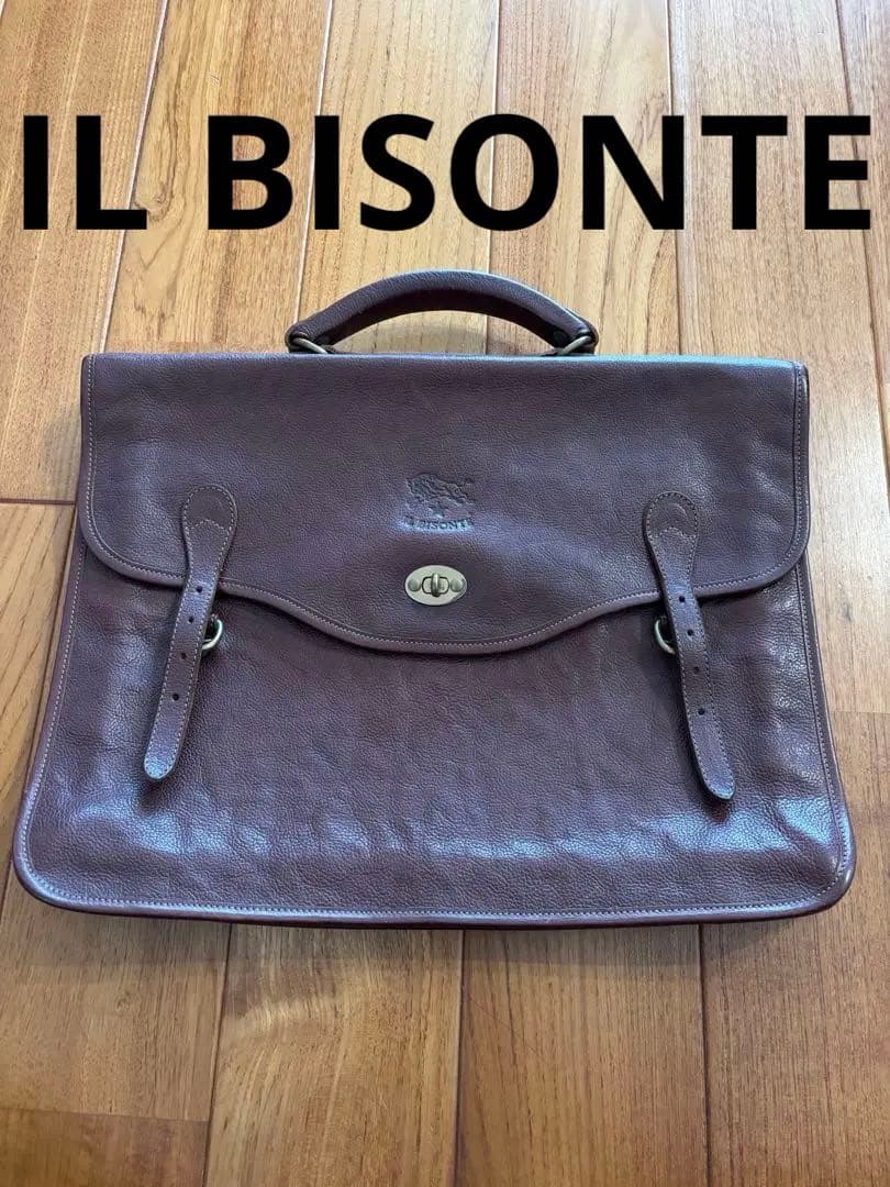 IL BISONTE ブラウンレザーブリーフケース