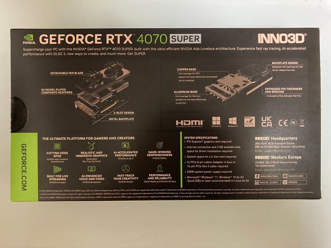 グラフィックボード・グラボ・ビデオカード INNO3D GeForce RTX 4070 Super 12GB