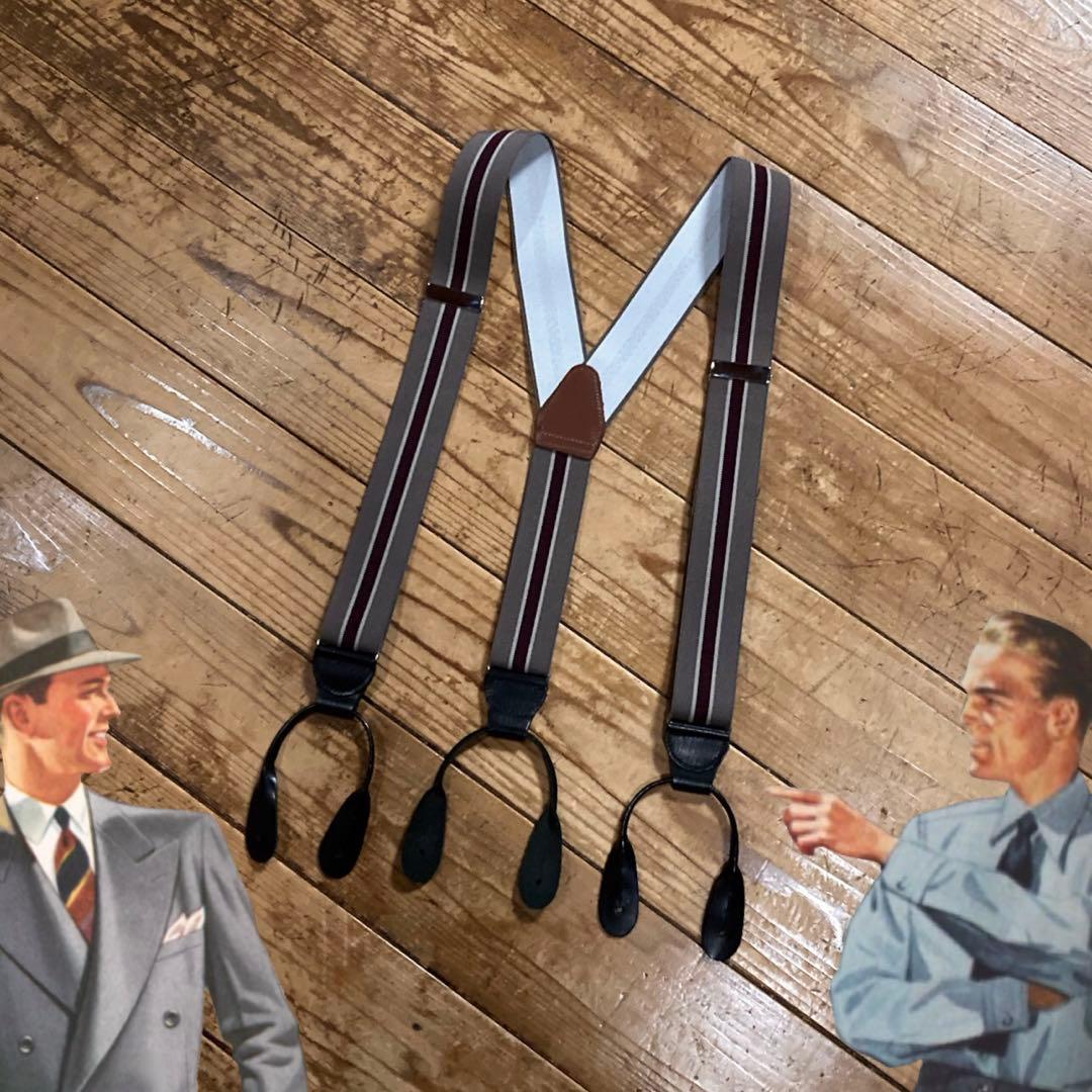ビンテージ サスペンダー ストライプ 紳士 メンズ レトロ アンティーク 戦前