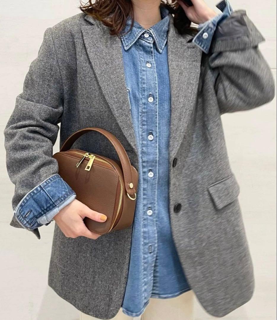 スローブイエナ　チェックBIGジャケット　グレー