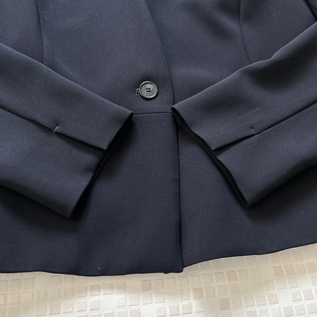 美品 23区 ノーカラースーツ スカート 大きいサイズ44 ブラック