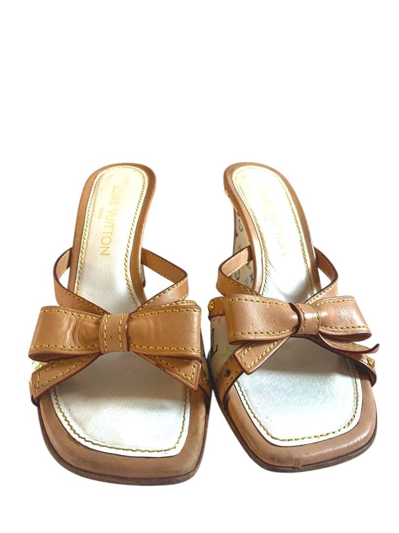 LOUIS VUITTON マルチカラー リボン サンダル ミュール 37