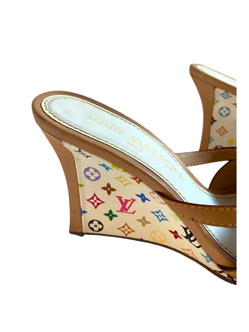 LOUIS VUITTON マルチカラー リボン サンダル ミュール 37