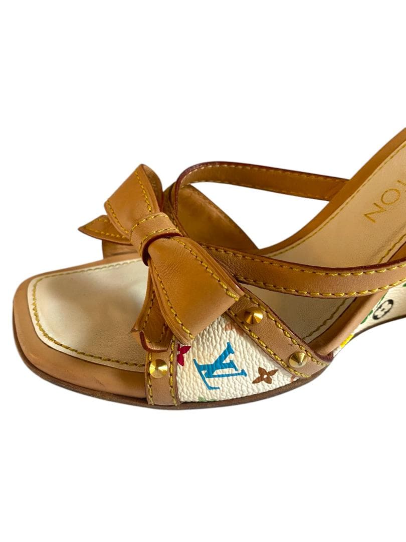 LOUIS VUITTON マルチカラー リボン サンダル ミュール 37
