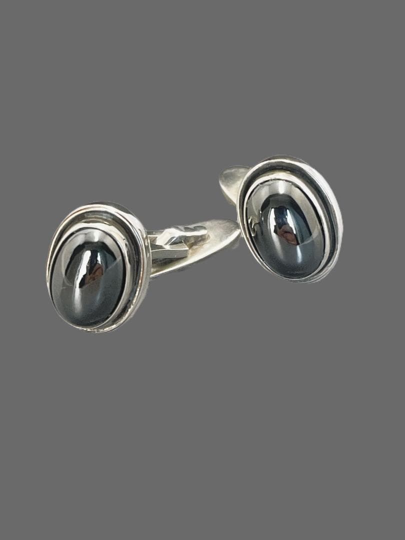   ジョージジエンセン カフス ヘマタイトとタイタック