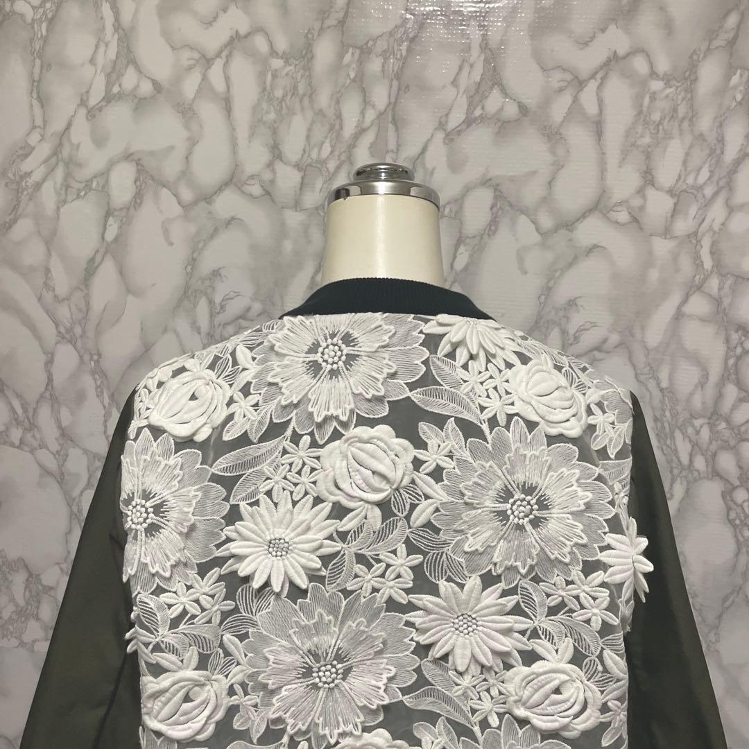 美品 Chesty レースデザインブルゾン　MA-1 ダブルジップジャケット