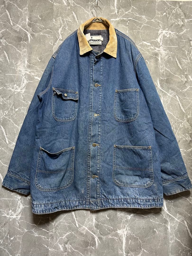 USA製 Roebucks デニムカバーオールXL相当 90s ヴィンテージ