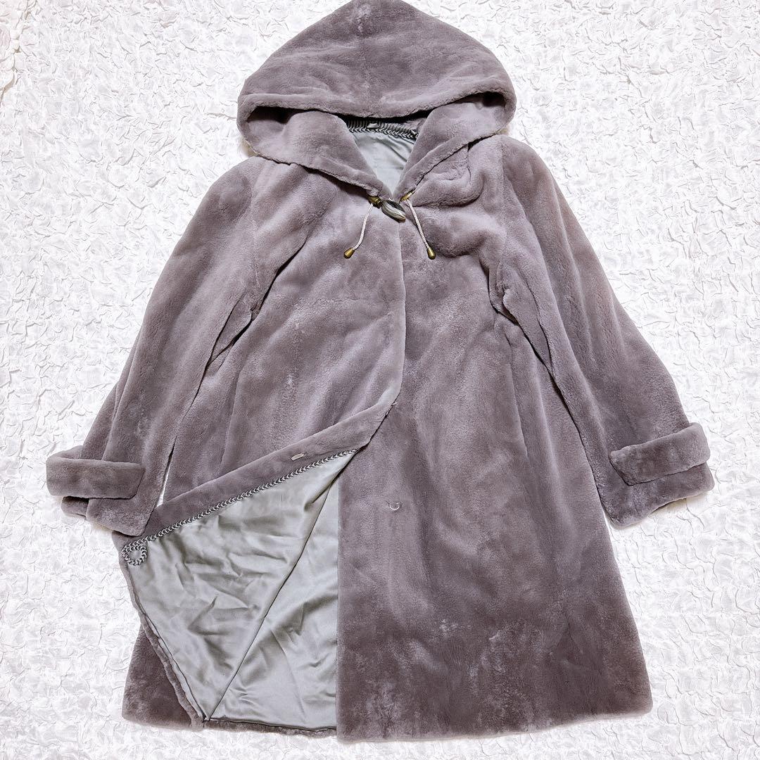美品　サガミンクロイヤル　ロングコート フード シェアードミンク DASCO